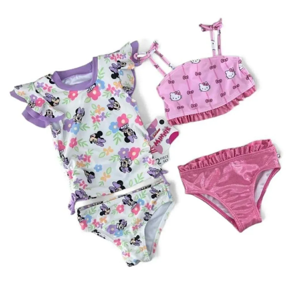 Mini Mouse & Hello Kitty Tankini & Bikini Bathing Suits 2, 2-Piece Sets Size 12M